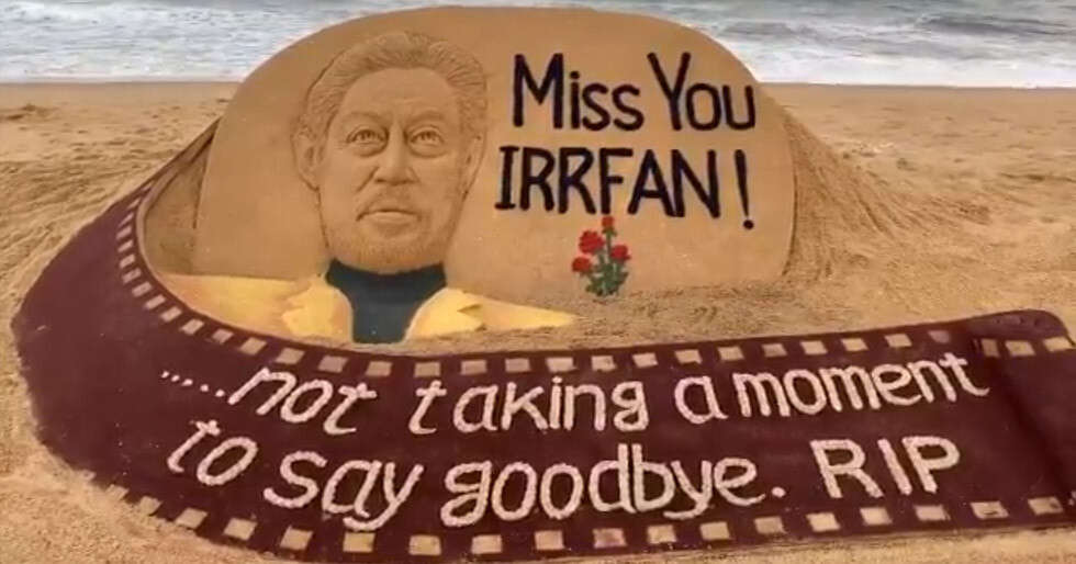 Artist Pays Tribute To Irrfan Khan With Sand Sculpture On Puri Beach ...