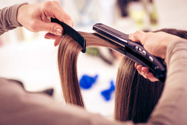 Permanent hair 2024 straightening in parlour