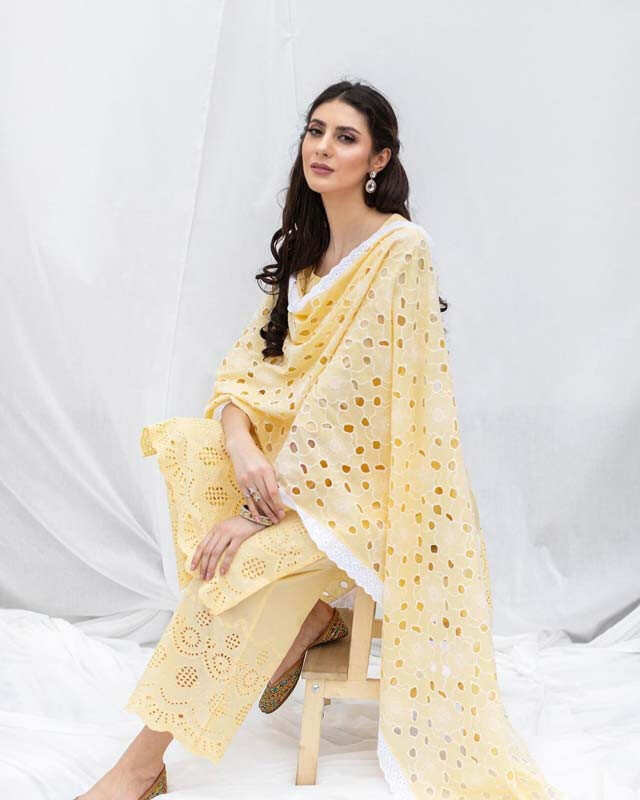 Yellow kurta set by Mool Organic