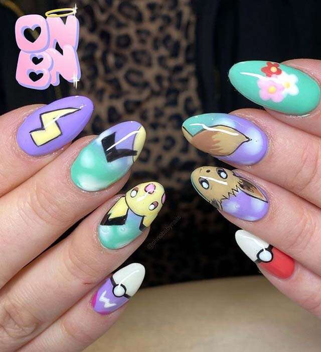 These popular anime nails which will take you back to your childhood  There is always a pair of styles that can sat  Retro nails Anime nails  Long acrylic nails