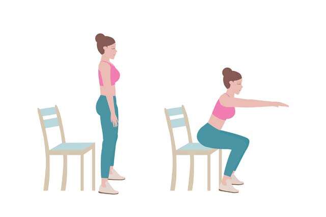Exercices simples à faire à la maison pour les débutants - Squat sur chaise