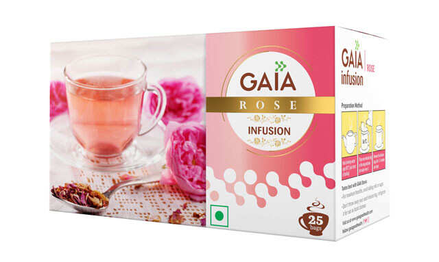 Rose infused tea packet, Gaia