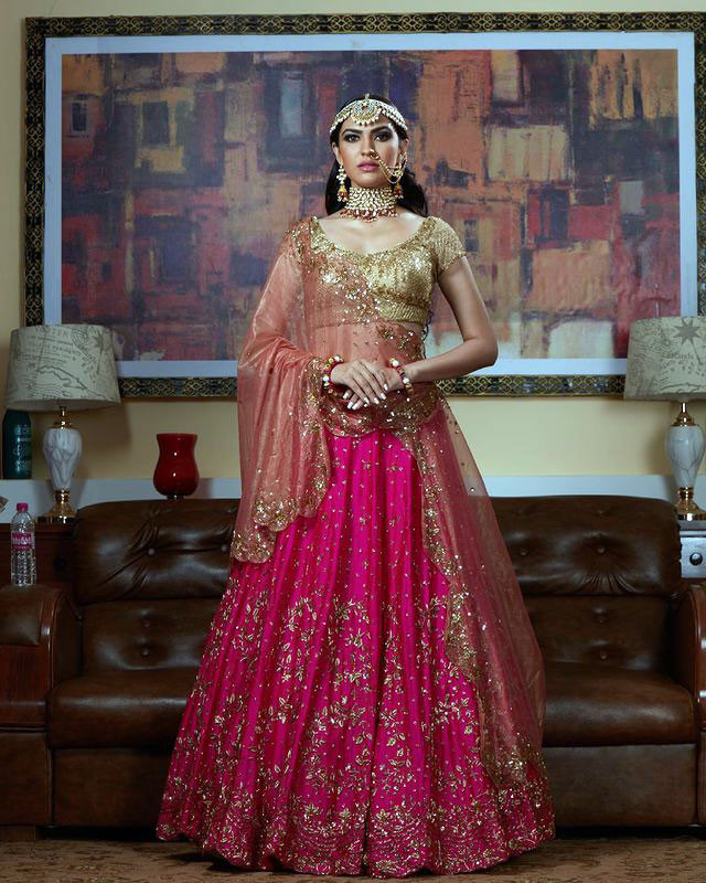 Designer Eye Catching Wedding Wear Pink Lehenga Choli ( Festival Discount)  #28669 | Buy Online @ DesiClik.com, USA