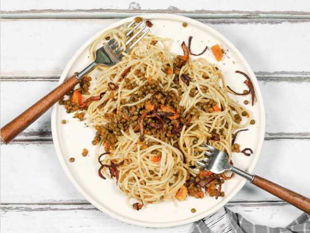 t Spaghetti with Lentils- Renu Dalal