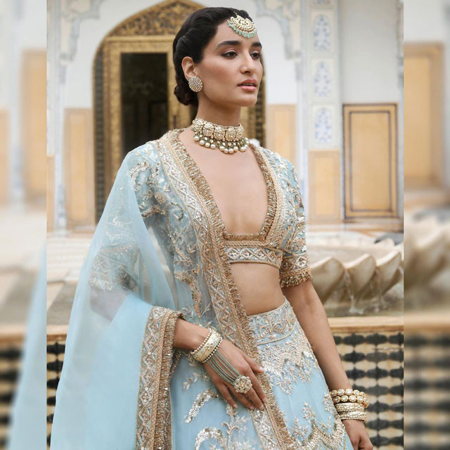 Spectacular Designer Indian Gold Plunging V-Neckline Sleeveless Saree –  Saris and Things