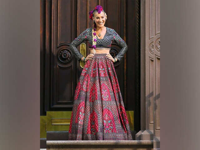 Baby Pink Georgette Sequins Designer Lehenga Choli