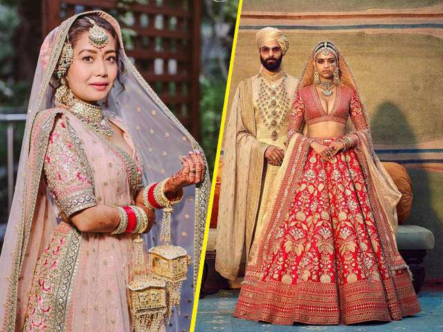 Buy Bollywood Sabyasachi Mukherjee Inspired Digital paint Red silk wedding  lehenga choli in colour f