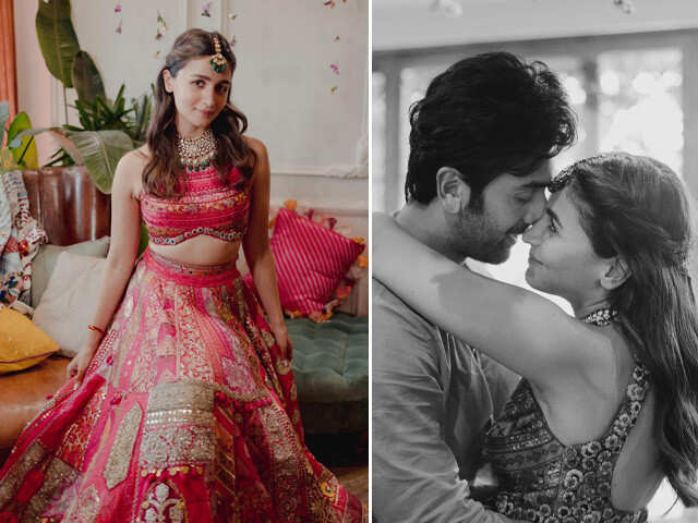 Alia Bhatt wore a custom pink Manish Malhotra lehenga for her mehendi