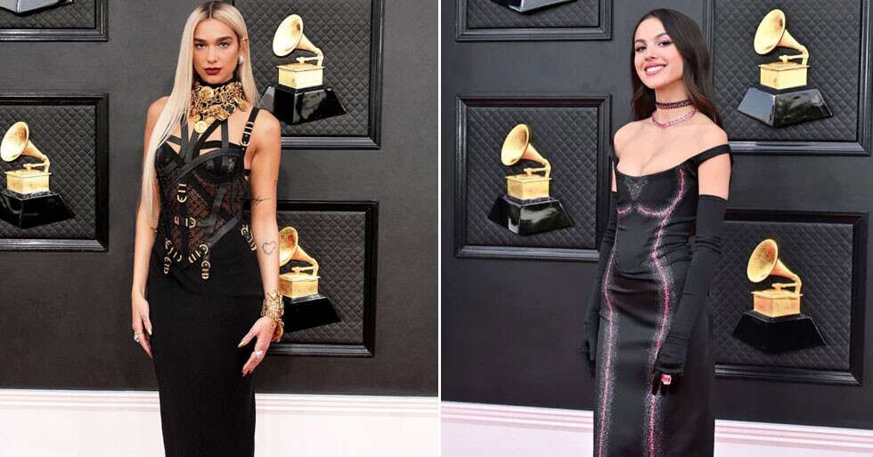 Dua Lipa in Iconic Versace Dress at 2022 Grammys