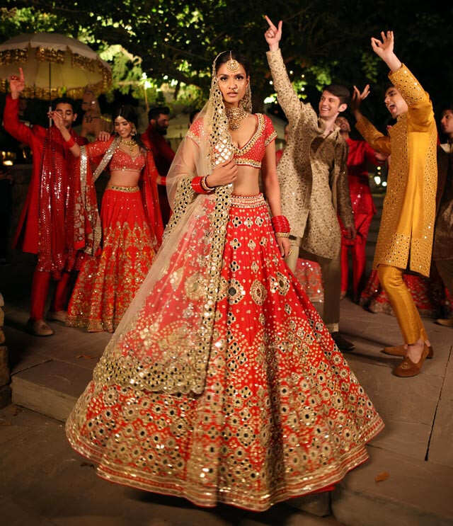 Buy Abhinav Mishra Orange Raw Silk Embroidered Lehenga Set Online | Aza  Fashions