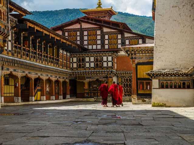Bhutan - monastery and monks
