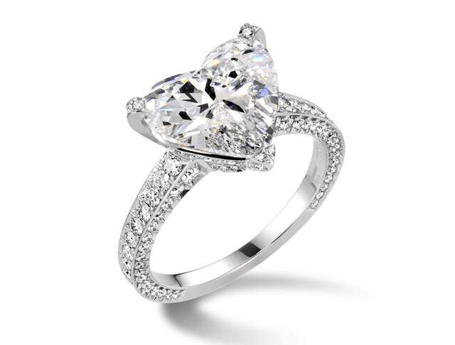925 silver zircon diamanté heart ring  jewellery present gift valentines layer 