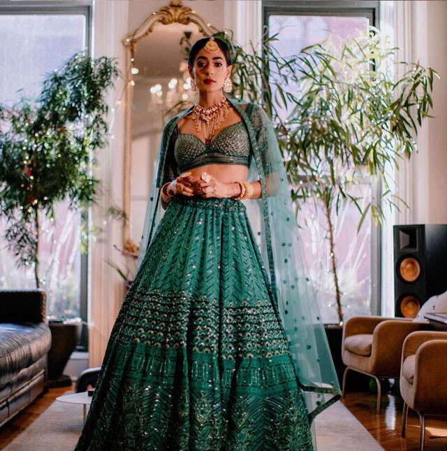 Stunning Jade By MK Lehengas That Left Us Spellbound | Bridesmaid outfit,  Daytime wedding, Unique wedding colors