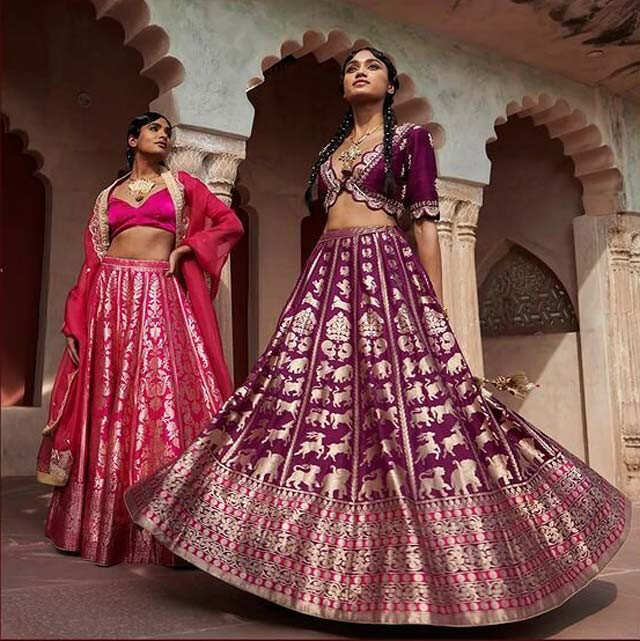 Red Colour Indian Wedding Lehenga Choli in Net Fabric.