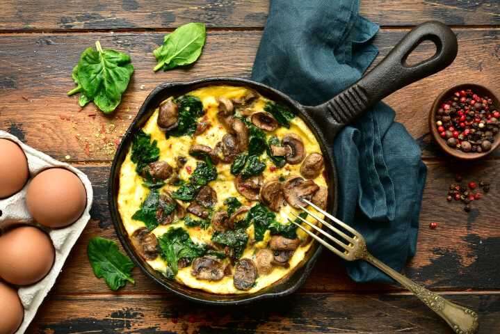 big breakfast for big weight loss - eggs and mushrooms
