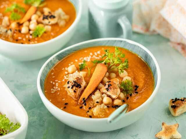 Carrot-Lentil Soup With Feta