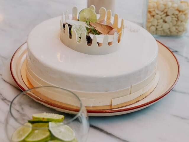 White chocolate lime entremet