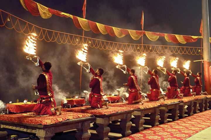 Varanasi conclave report - aarti by the River Ganga