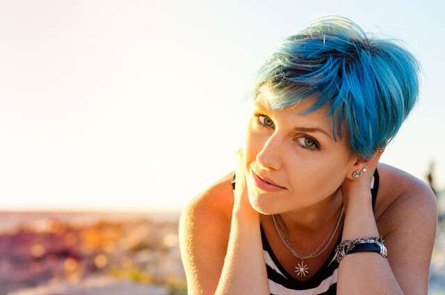 Hair Color Ideas For Short hair - Pastel Blue Pixie Cut