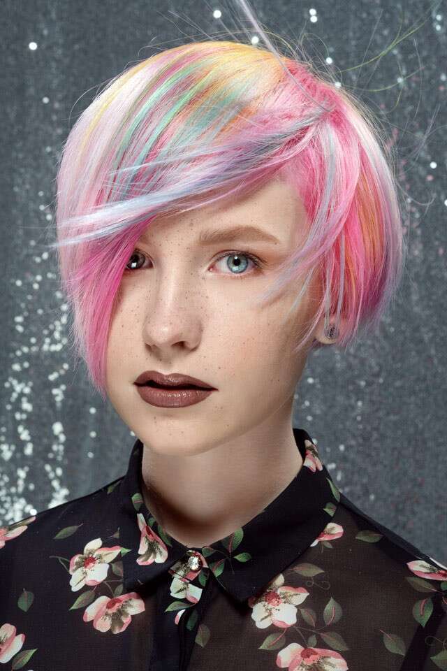 Hair Color Ideas For Short hair - Pastel Rainbow Pixie