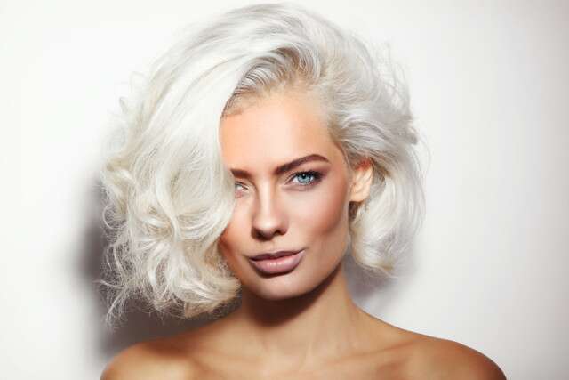 Hair Color Ideas For Short hair - Platinum Blonde Asymmetrical