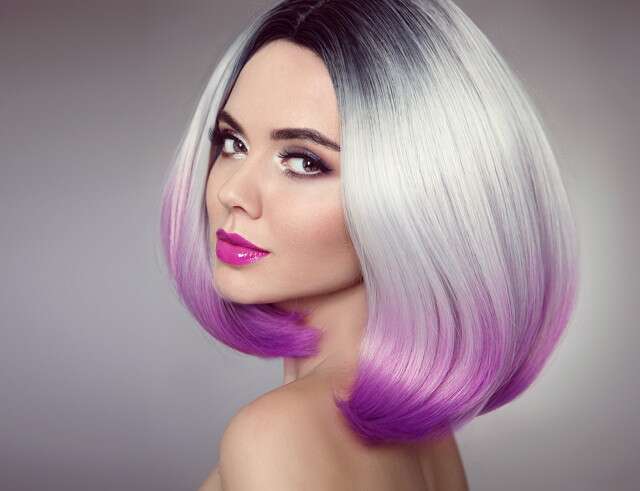 Hair Color Ideas For Short hair - Soft Lavender Highlights On A Short Shag 
