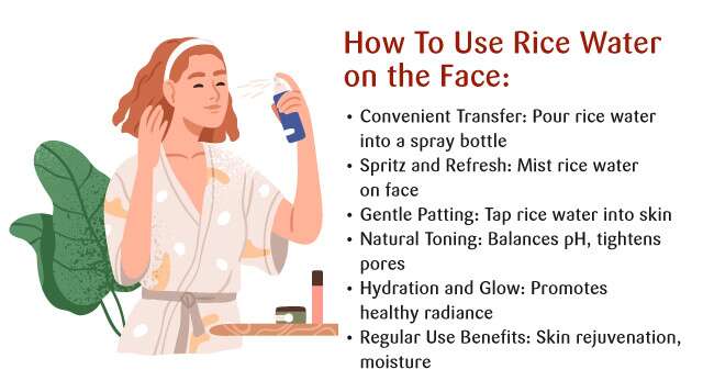 How to use rice water on face infographic.