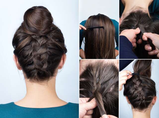 French Bob With Top Knot Party Hairstyle For Short Hair