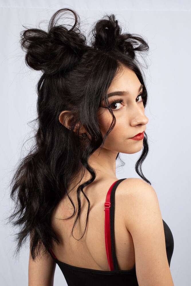 Half-Up Space Buns Party Hairstyle For Long Hair