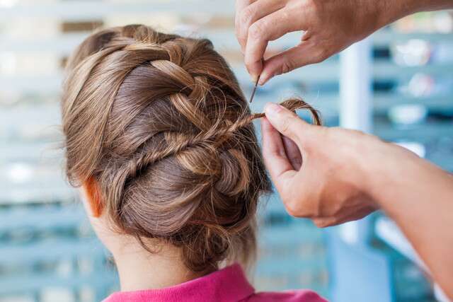 Twisted Updo With Braided Detail Party Hairstyle For Short Hair