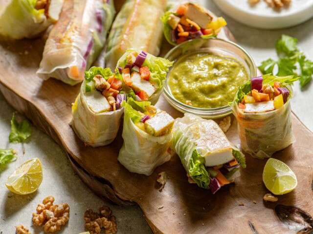 A Wrap For Summer: Paneer Rice Paper Rolls With Mango Dip