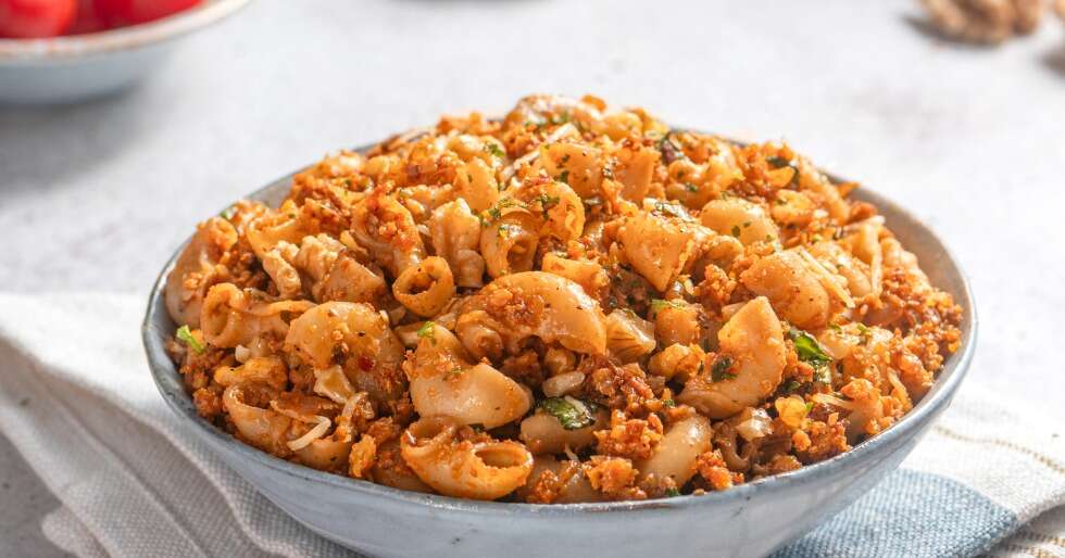 Try Something Different: Masala Macaroni With Walnut Meat