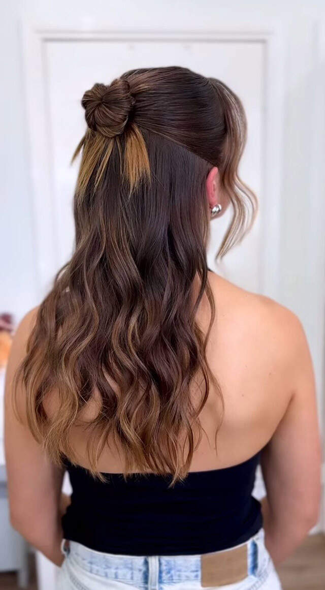 sachin and babi light blue dress Hairstyle for Backless Dress