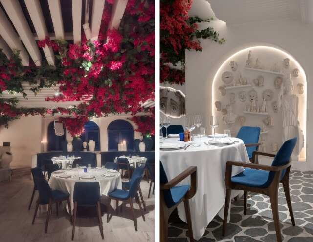 santorini inspired interiors at OPA Kipos