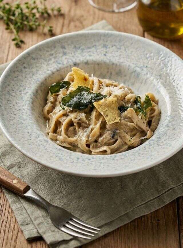 Tora's Creamy Mushroom Fettuccine is perfect to get your fix on World Pasta Day
