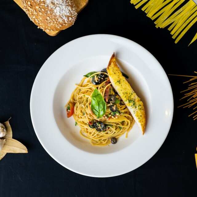 Toscano's Spaghetti Aglio Olio e Peperoncino is perfect to get your fix on World Pasta Day