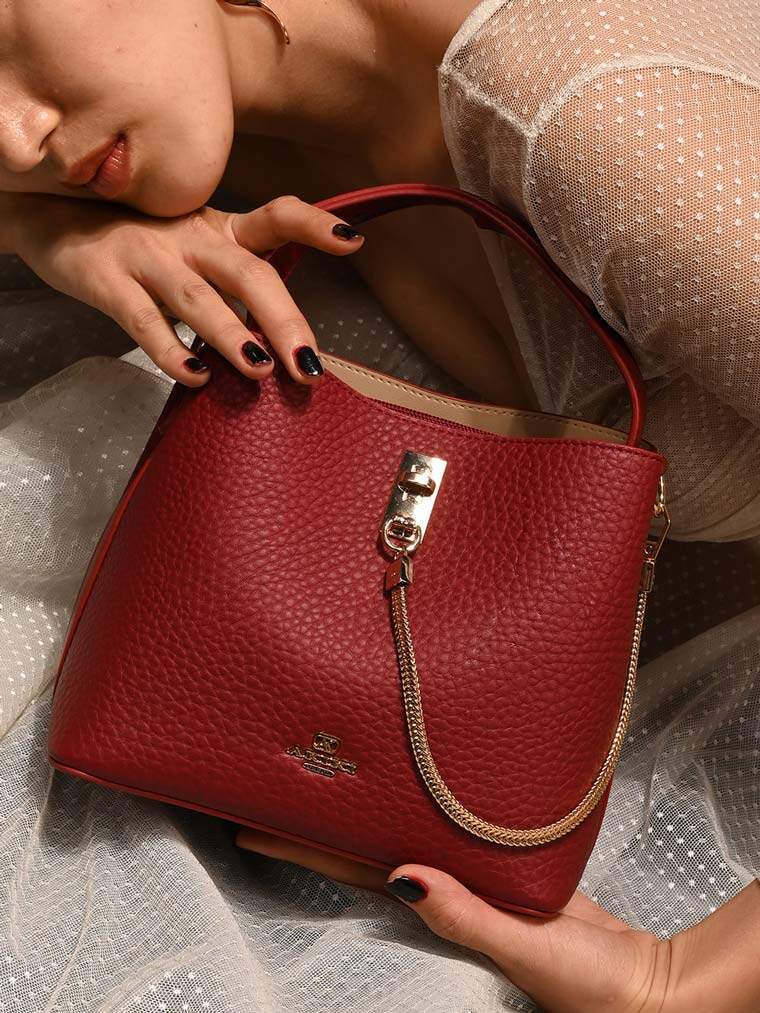 xford Small Red Bucket Bag From Akiki London