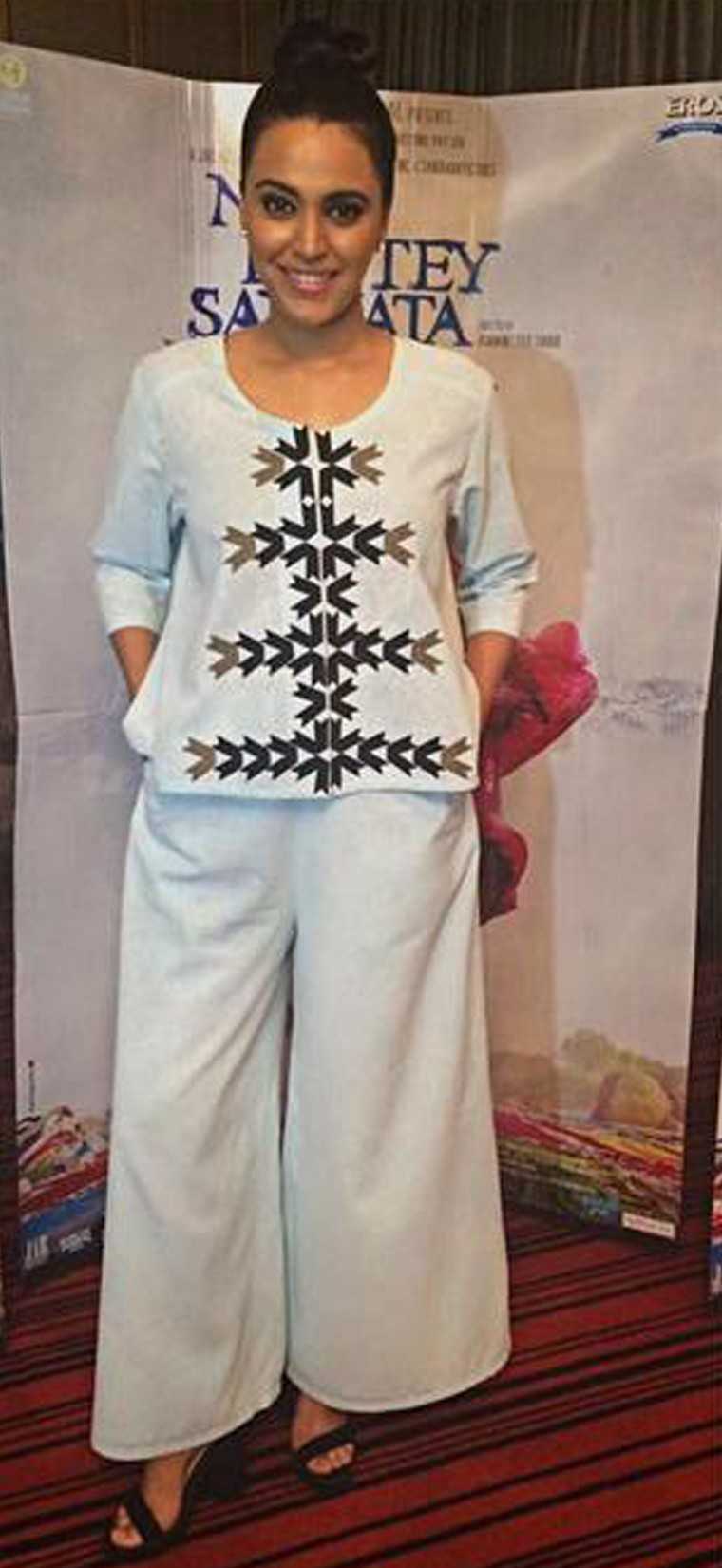We love Swara Bhaskar’s fresh take on pyjama dressing in Ruvya by Ruchika and Divya separates.