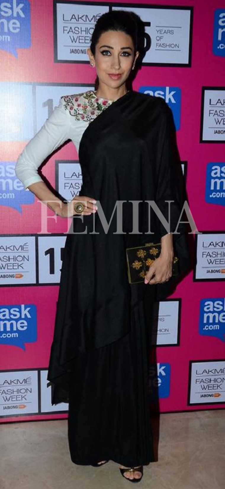 Lolo lent her support to designer Anamika Khanna at her show wearing a sari gown by the designer.