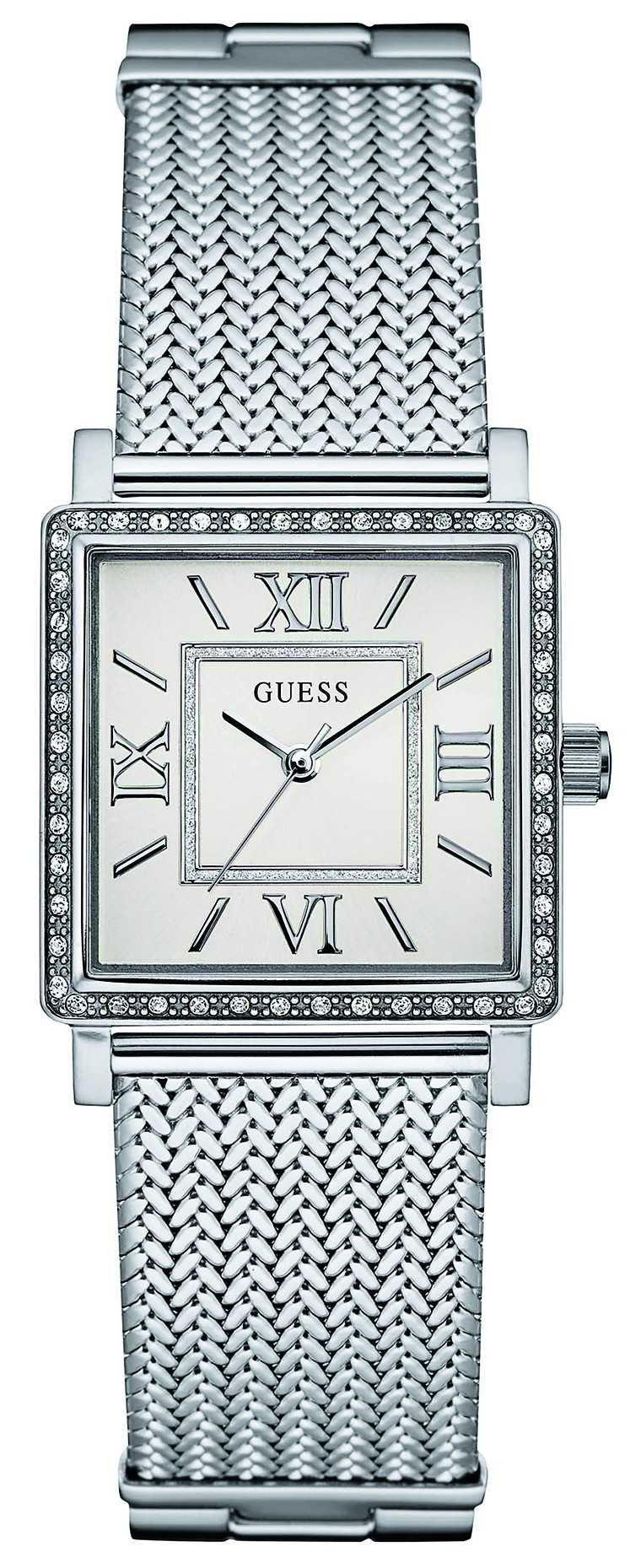Silver watch with crystals, Rs.11,500, Guess