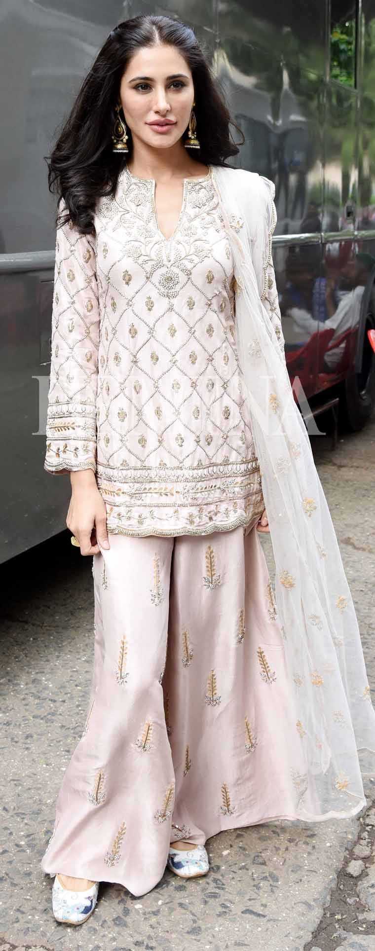 NARGIS FAKHRI: Another Payal Singhal number we spotted was this dusty pink sharara on Nargis Fakhri.
