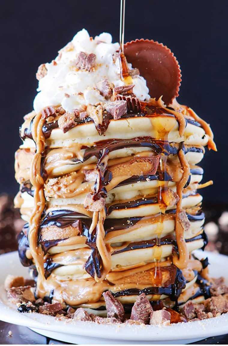 Chocolate peanut butter cup pancakes