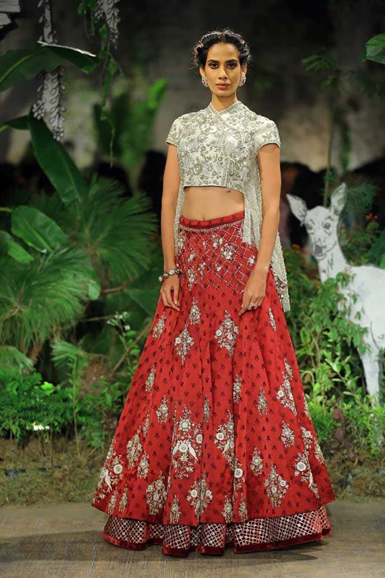 lehenga with embroidered blouse