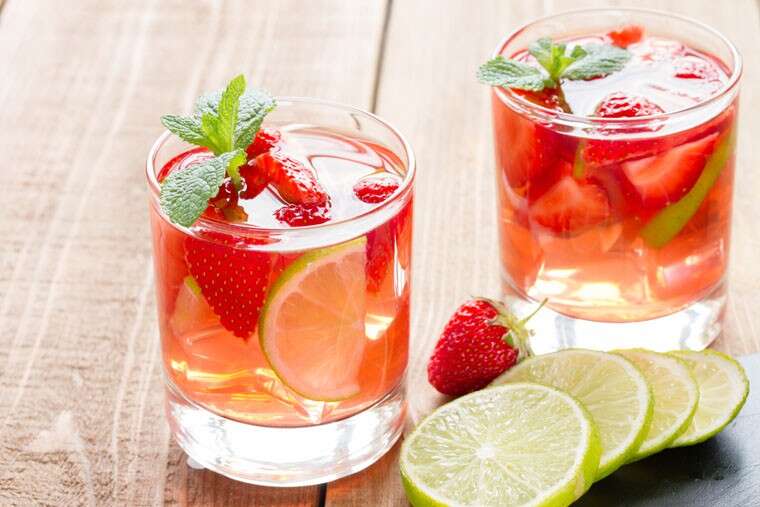 Lime, strawberry and mint