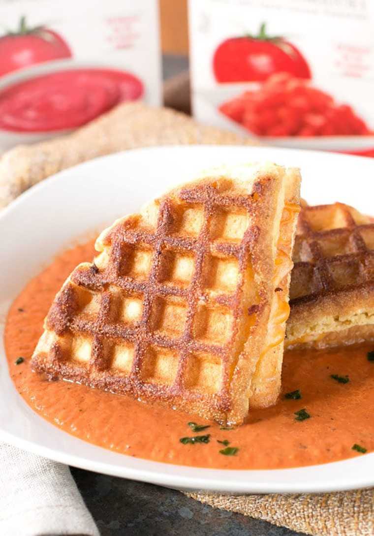 Cornbread waffle with grilled cheese