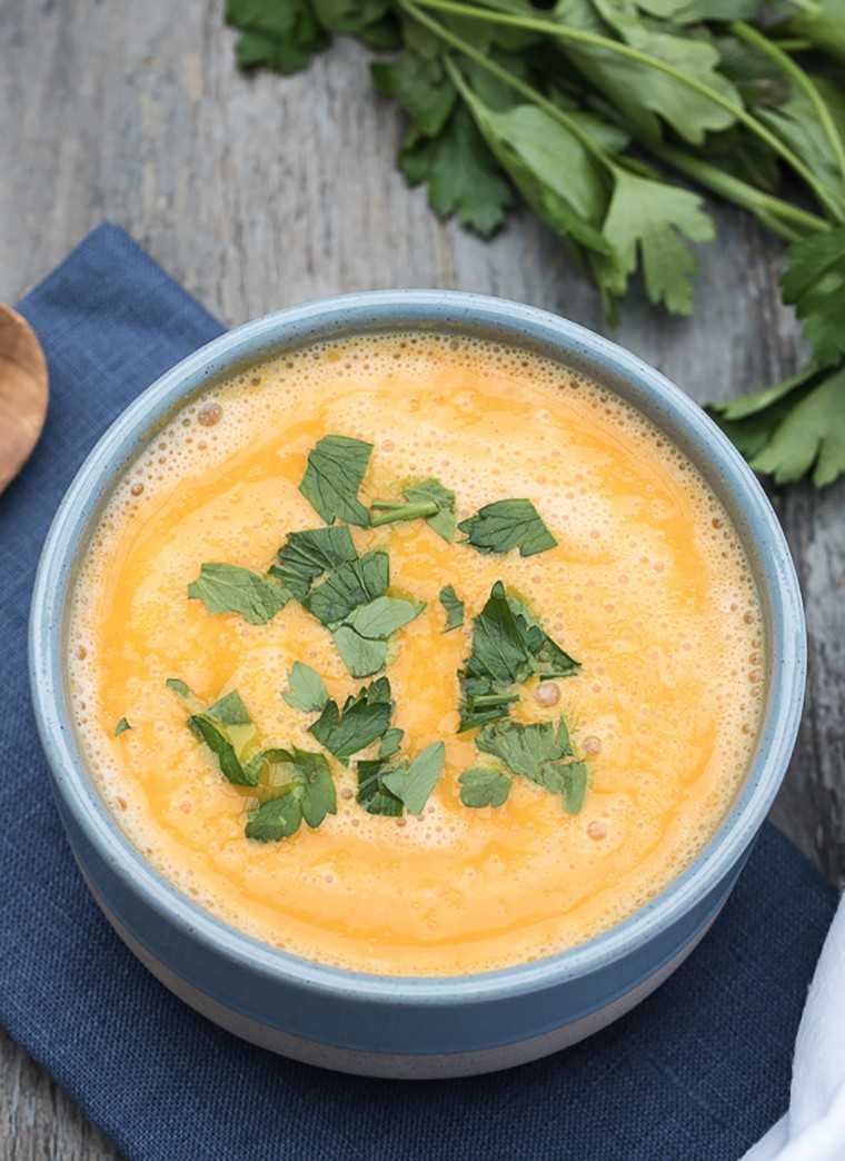 Curried, red lentil and pumpkin soup