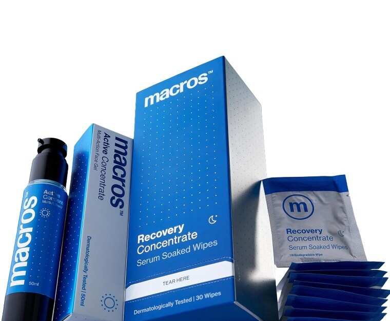 Macros Multi-Action Face Gel and Serum Soaked Cleansing Wipes Combo