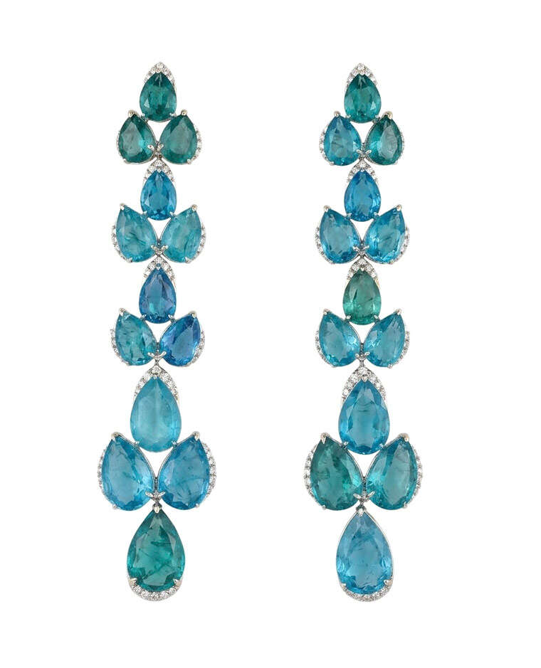 Ocean Cascade Blue Stone Earrings From P.P. Jewellers By Pawan Gupta
