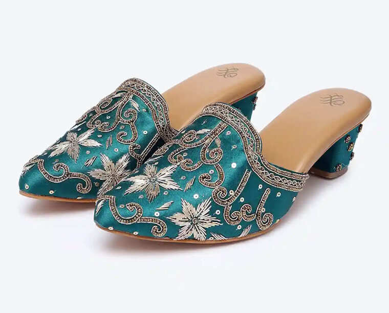 Embellished Block Heels From House Of Pataudi