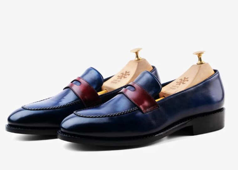 FOR MEN: Cardiff Blue Burgundy Slip-On Shoes From White Muds